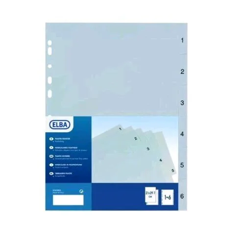 ELBA Intercalari Numerici 1-31 in PP 22X30 cm Foratura Universale Colori Assortiti Conf 31 Pz.