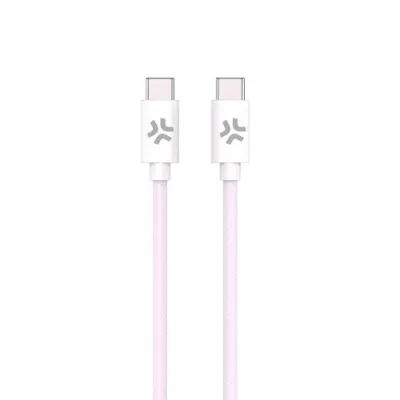 Celly Cotton Cavo USB-C Maschio-Maschio in Cotone Intrecciato Supporta Carica Rapida 60 W 1.5 m Rosa