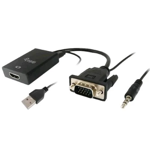 Equip Cavo Adattatore da VGA (HD15) a HDMI Maschio/Femmina con Audio 15cm Nero