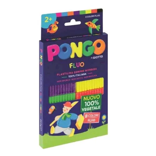 Giotto Pongo Plastilina Vegetale da 33 g Colori Assortiti Fluo Conf 8 Pz.