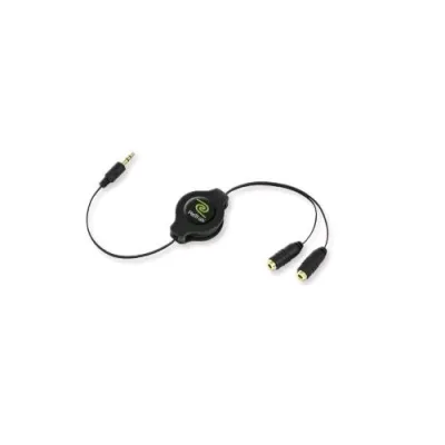 Retrak Cavo Audio Splitter Retrattile 1 x M Jack 3.5 mm 2 x F Jack 3.5 1 M Nero Ordine Minimo 15 pz