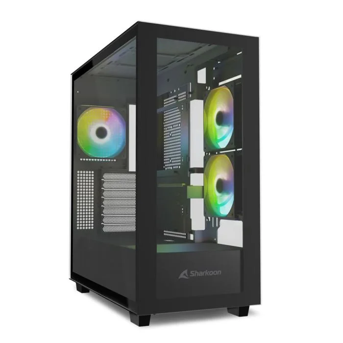 Sharkoon Rebel C60 RGB Black Case ATX 4 Ventole x 120mm ARGB Pannello Laterale e Frontale in Vetro Temperato Nero