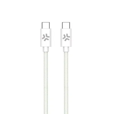 Celly Cotton Cavo USB-C Maschio-Maschio in Cotone Intrecciato Supporta Carica Rapida 60 W 1.5 m Verde Chiaro