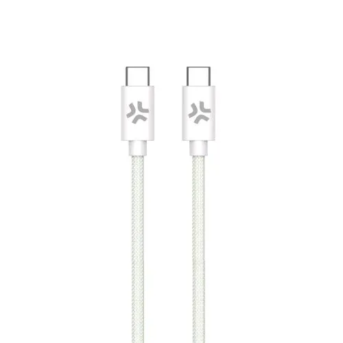 Celly Cotton Cavo USB-C Maschio-Maschio in Cotone Intrecciato Supporta Carica Rapida 60 W 1.5 m Verde Chiaro