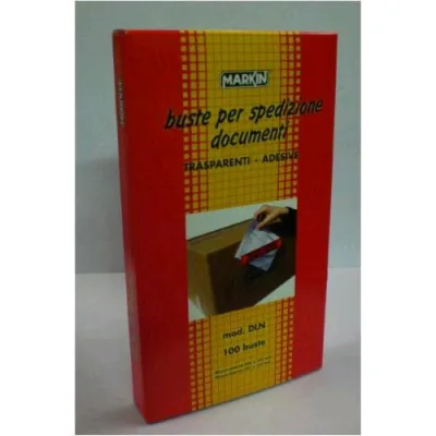 Markin DLN Buste Autoadesive Portadocumenti per Spedizioni Corrieri in Plastica Formato Interno 22.5X12.2 cm Trasparente Conf 100 Pz.