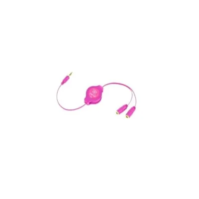 Retrak Cavo Audio Splitter Retrattile 1 x M Jack 3.5 mm 2 x F Jack 3.5 1 M Rosa
