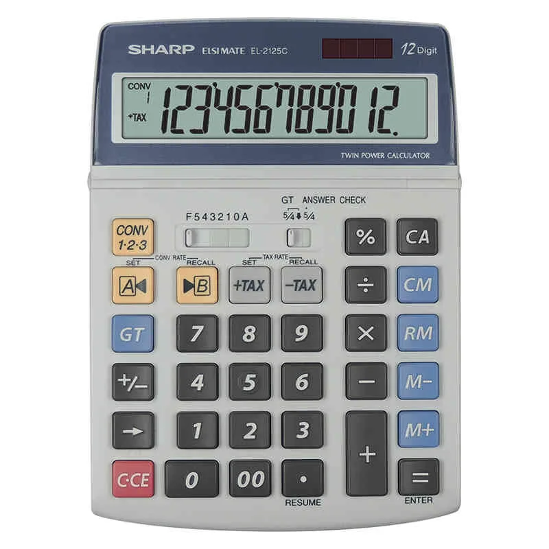 Sharp EL2125C Calcolatrice da Tavolo 12 Cifre Solare e Batterie