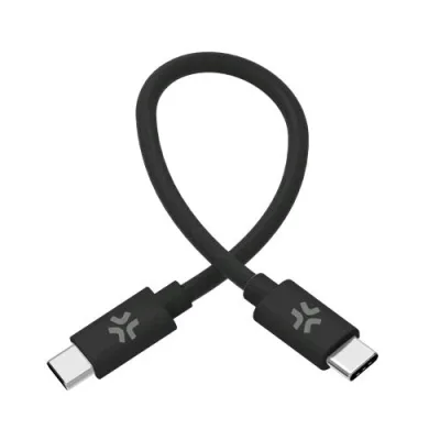 Celly Cotton Cavo USB-C Maschio-Maschio PD Power Delivery 60 W in Cotone Intrecciato 30 cm Nero