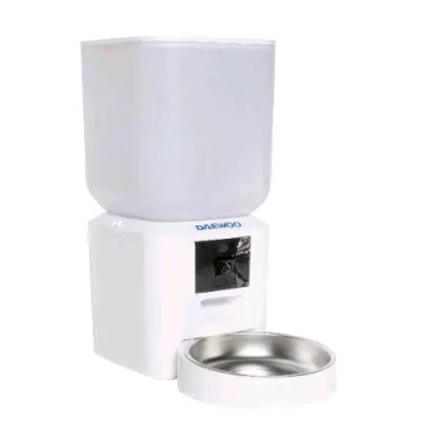Daewoo D-QQ0297CT-W Smart Pet Feeder Dispenser Automatico di Cibo per Animali Domestici 7 l con Webcam 1080P Messaggi Audio App Dedicata Bianco