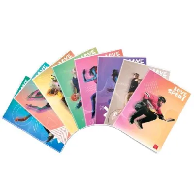 Pigna Love Sport Maxi Quaderno Punto Metallico 80 g A4 42 Fogli a Quadretti 4F 8 Soggetti Assortiti Conf 10 Pz.