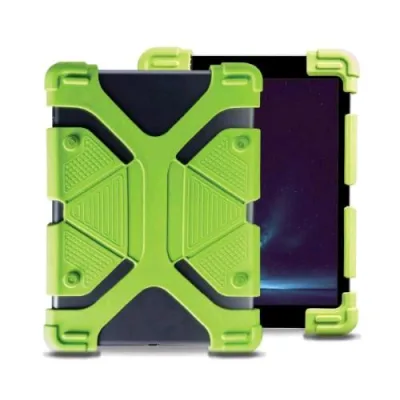 Celly Cover Antiurto Universale per Tab da 9" a 12" Angoli Rinforzati in Silicone da 8mm Funzione Stand Integrata Verde
