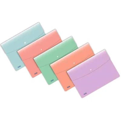 Favorit Snap Pastel Busta con Bottone in PP CM 21X29.7 A4 Colori Pastello Assortiti