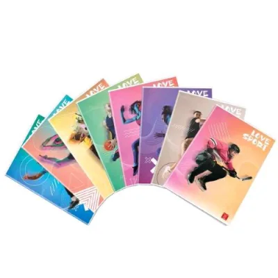 Pigna Love Sport Maxi Quaderno Punto Metallico 80 g A4 42 Fogli a Quadretti 4M 8 Soggetti Assortiti Conf 10 Pz.