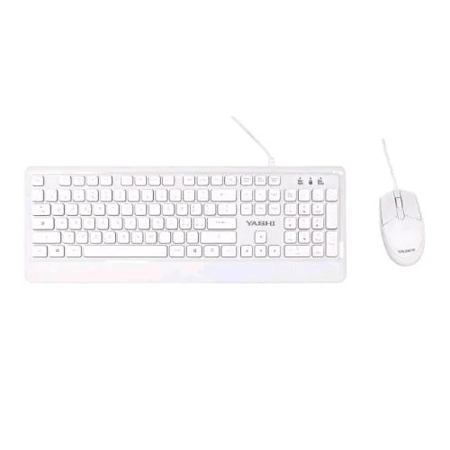 Yashi MY540 Kit Tastiera + Mouse USB Tastiera Multimediale Touch Soft Silenziosa Layout Italiano Mouse Ottico Bianco