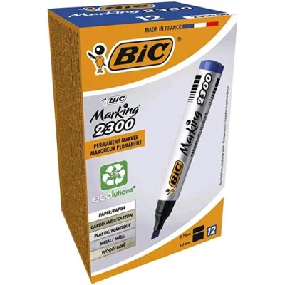 BIC Marking 2300 Marcatore Permanente Blu Punta a Scalpello 3.70 mm Conf 12 pz