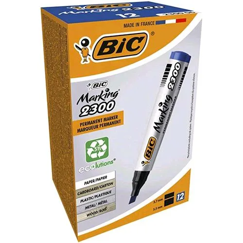 BIC Marking 2300 Marcatore Permanente Blu Punta a Scalpello 3.70 mm Conf 12 pz