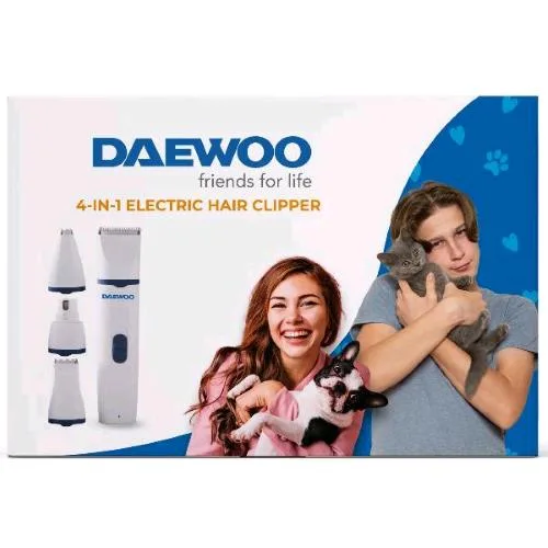 Daewoo Grooming Kit Rasoio Elettrico Ricaricabile per Animali 4 in 1 Multifunctional Lama in Ceramica Resistente All' Acqua Bianco