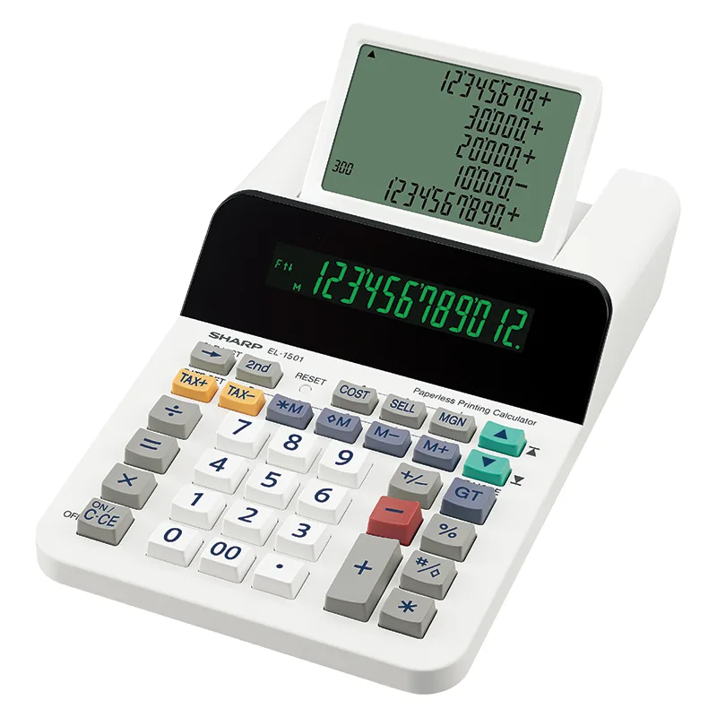 Sharp El-1501 Calcolatrice da Tavolo con Display a 12 Cifre 5 Righe Bianco