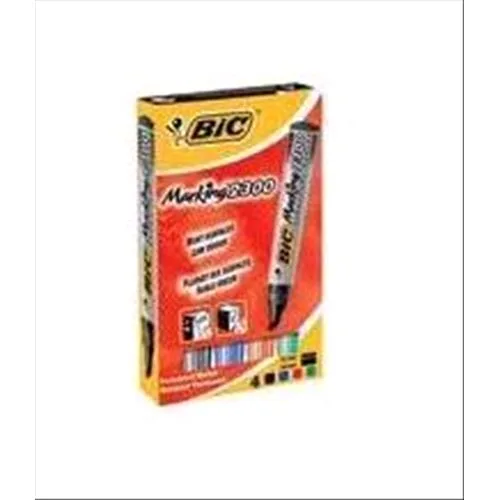 BIC Marking 2300 Marcatore Permanente Punta a Scalpello 3.7/5.5 mm Col. Assortiti Conf 4 Pz.