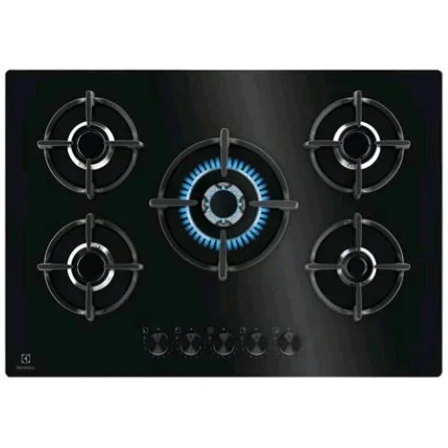 Electrolux EGG75372K Piano Cottura a Gas 5 Fuochi 75 cm Piano in Vetro Nero