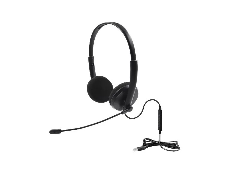 Yashi AC300 Binaural Headset Cuffie con Microfono USB Telecomando Sul Cavo Controllo del Volume Nero