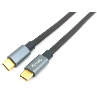 Equip Cavo Dati/Ricarica USB-C 3.2 Gen 2 in Tessuto Maschio/Maschio PD 100 W 4K/60Hz, 10Gbps 1 m Grigio/Nero