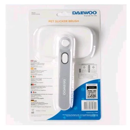 Daewoo Pet Slicker Brush Spazzola in Acciaio e Plastica Setole Morbide Bianco