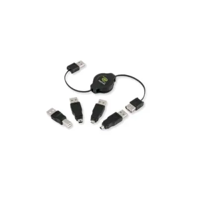 Retrak Cavo USB Retrattile 1 x M USB Tipo a 1 x F USB Tipo a e 4 Adattatori 1 M Nero