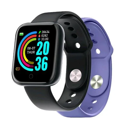 Celly Trainerbeat Smartwatch Summer Collection Bluetooth Notifiche e Musica da Smartphonr Frequenza Cardiaca Monitoraggio Fasi del Sonno IP67 con Cinturino di Ricambio Nero Viola