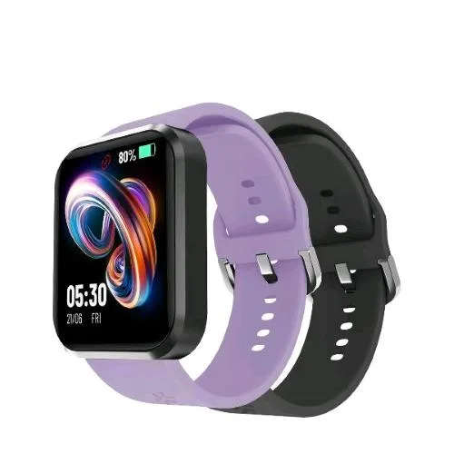 Celly TRAINERBEAT2 Smartwatch 1.44" Bluetooth Monitoraggio Attivita' Fisica con Due Cinturini Intercambiali Nella Confezione Viola/Nero
