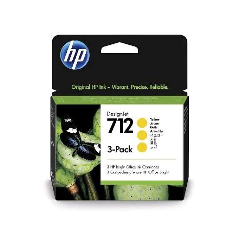 HP 712 Cartuccia Ink-Jet Confezione da 3 Giallo 29 ml