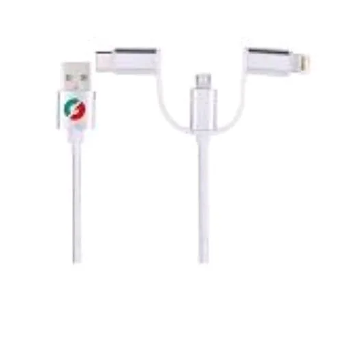 Igloo LF-09W_2/NB Cavo USB 3 in 1 da USB-A a Lighting-USB-C-Micro USB 1 m Bianco