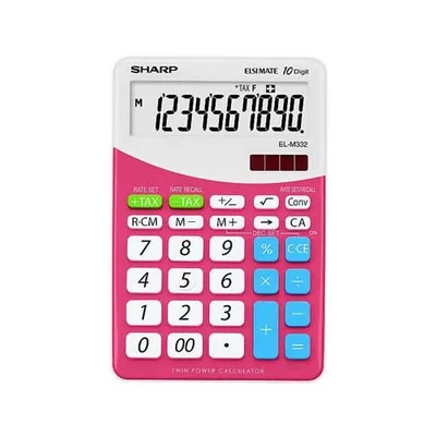 Sharp El M332 BPK Calcolatrice da Tavolo 10 Cifre Alimentazione Solare/Batteria Colore Rosa