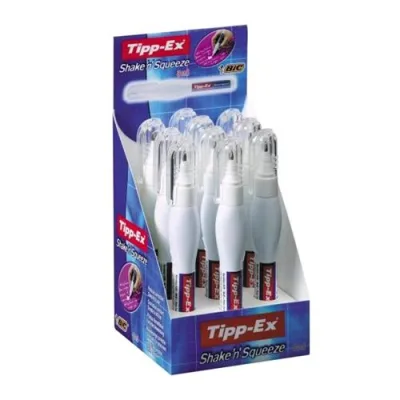 BIC Shake' N Squeeze Correttore Liquido a Penna da 8 ml con Espositore Conf 10 Pz.