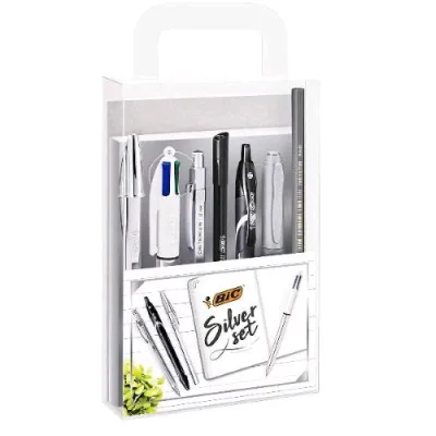 BIC Silver Set 7 Penne Assortite + Blocco Appunti Colori Assortiti