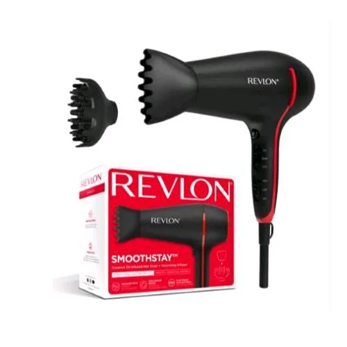 Revlon RVDR5317E Smoothstay Phon Asciugacapelli 2000W 2 Velocita' 3 Temperature con Diffusore Nero
