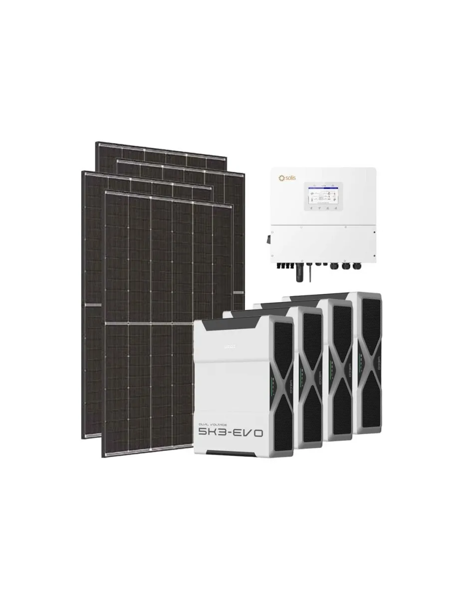 Kit fotovoltaico trifase 20020W inverter 20kW Solis litio 20.88kWh Weco EVO 5k3
