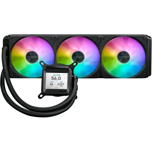 ASUS Prime LC 360 ARGB LCD Dissipatore a Liquido All-in-One Schermo LCD per Controllo CPU e GPU Tre Ventole 360mm con LED ARGB Pompa Asetek Compatible con Diverse Schede Madri Intel e AMD Nero