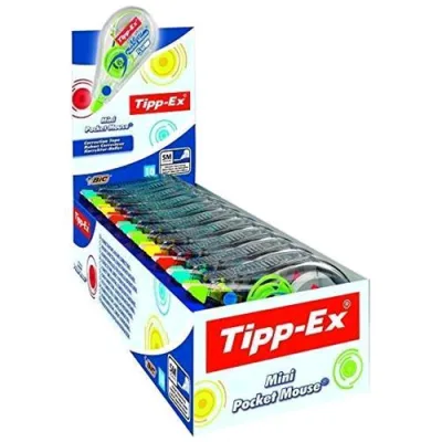 BIC Tipp Ex Mini Pocket Mouse Correttore a Nastro 5mm x 5m Colore Fusto Trasparente Conf 10 Pz.