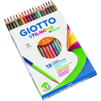 Giotto Stilnovo Bicolor Pastelli Doppio Colore Colori Assortiti Conf 18 Pz.