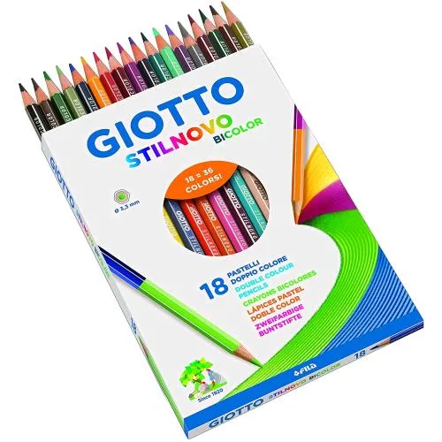 Giotto Stilnovo Bicolor Pastelli Doppio Colore Colori Assortiti Conf 18 Pz.