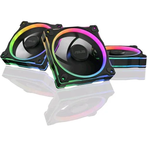 ASUS Prime MR120 ARGB Kit 3 Ventole per Case da 120mm Spessore Telaio 2,8CM 20 LED ARGB Compatibili con Aura Sync per Illuminazione da Entrambi I Lati, Massimo 21DB di Rumore Nero