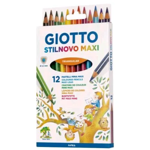 Giotto Stilnovo Maxi Pastello Mina 4.3 mm Colori Assortiti Conf 12 Pz.