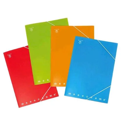 Pigna Monocromo Cartella 3 Lembi con Elastico in PP 26X35.5X1.2 cm Colori Assortiti Conf 6 Pz.