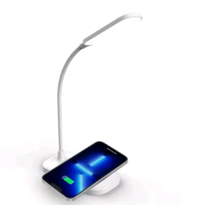 Celly Desk Lamp Lampada LED Controllo Touch con Base di Ricarica Wireless per Smartphone Tre Tonalita' di Luce Calda Fredda Mista Bianco