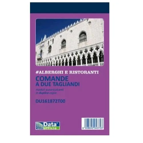 Data Ufficio Blocco Comande Autocopiante 2 Copie 100X168 mm 25+25 Fogli Conf 10 Pz.