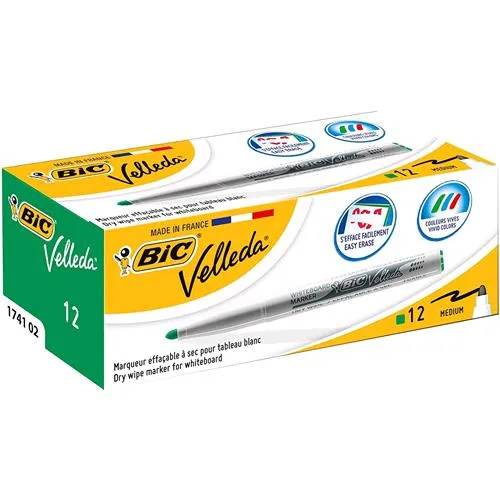 BIC Velleda Eco Marcatore per Lavagna Verde Punta Tonda 1.40 mm Conf. 12 Pz.