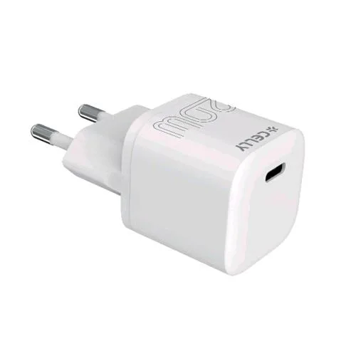 Celly Ultracompact Caricabatterie da Rete USB-C PD 20 W Bianco