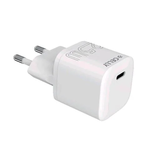 Celly Ultracompact Caricabatterie da Rete USB-C PD 25 W Bianco