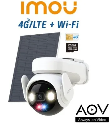 CAMERA 4G 5MP 3K WIFI PTZ PIR AOV BATT.INCL.SIM4G+PANNELLO SOL. USBC